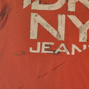 Vintage Tee T Shirt DKNY Jeans Urban Graphic Distressed GRUNGE Y2K School *OOAK
